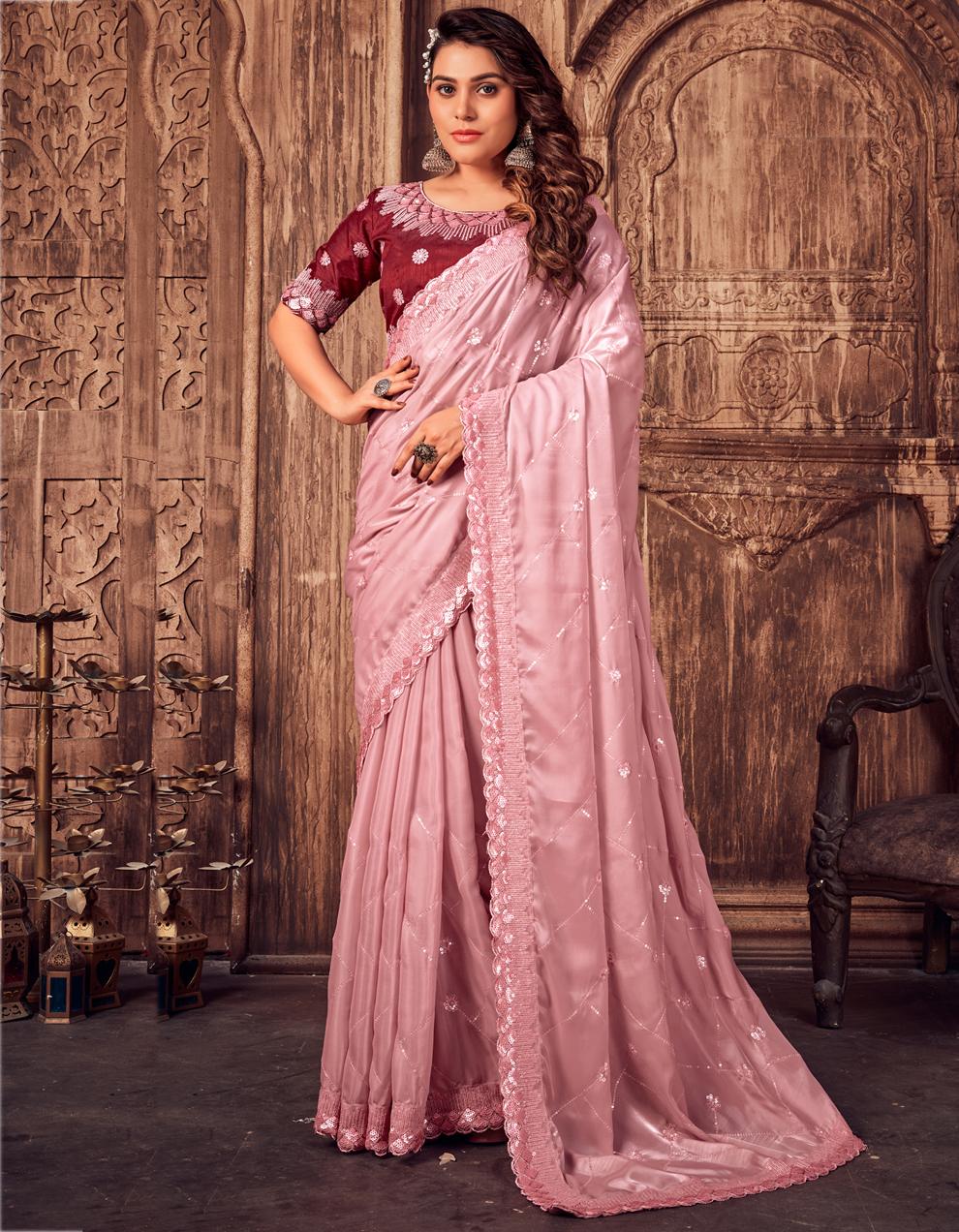 Pink Silk Saree for Women With Blouse SD27728